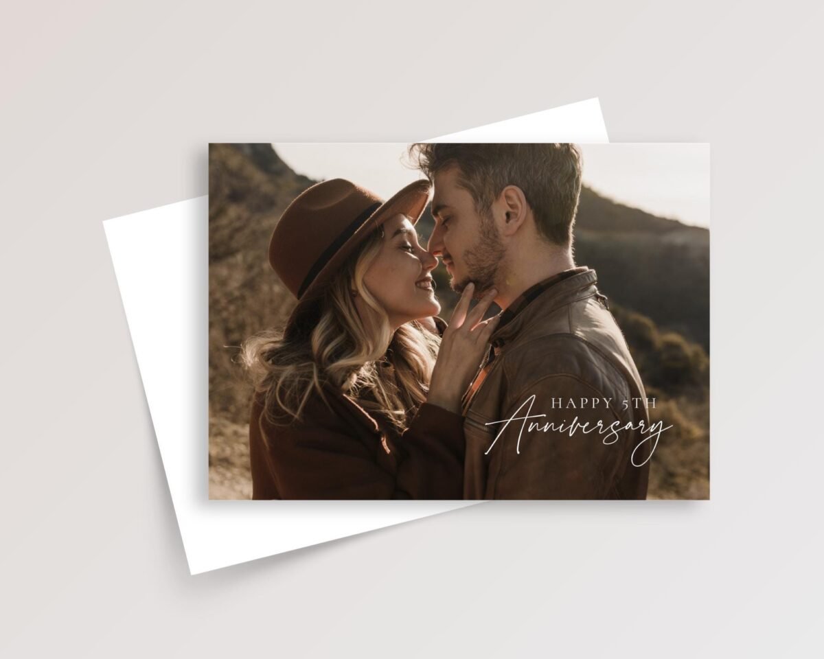 Custom Wedding Anniversary Card for Couple with Photo and Year