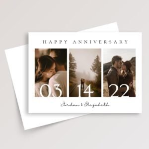 Custom Wedding Anniversary Card For Couple with Photo Collage