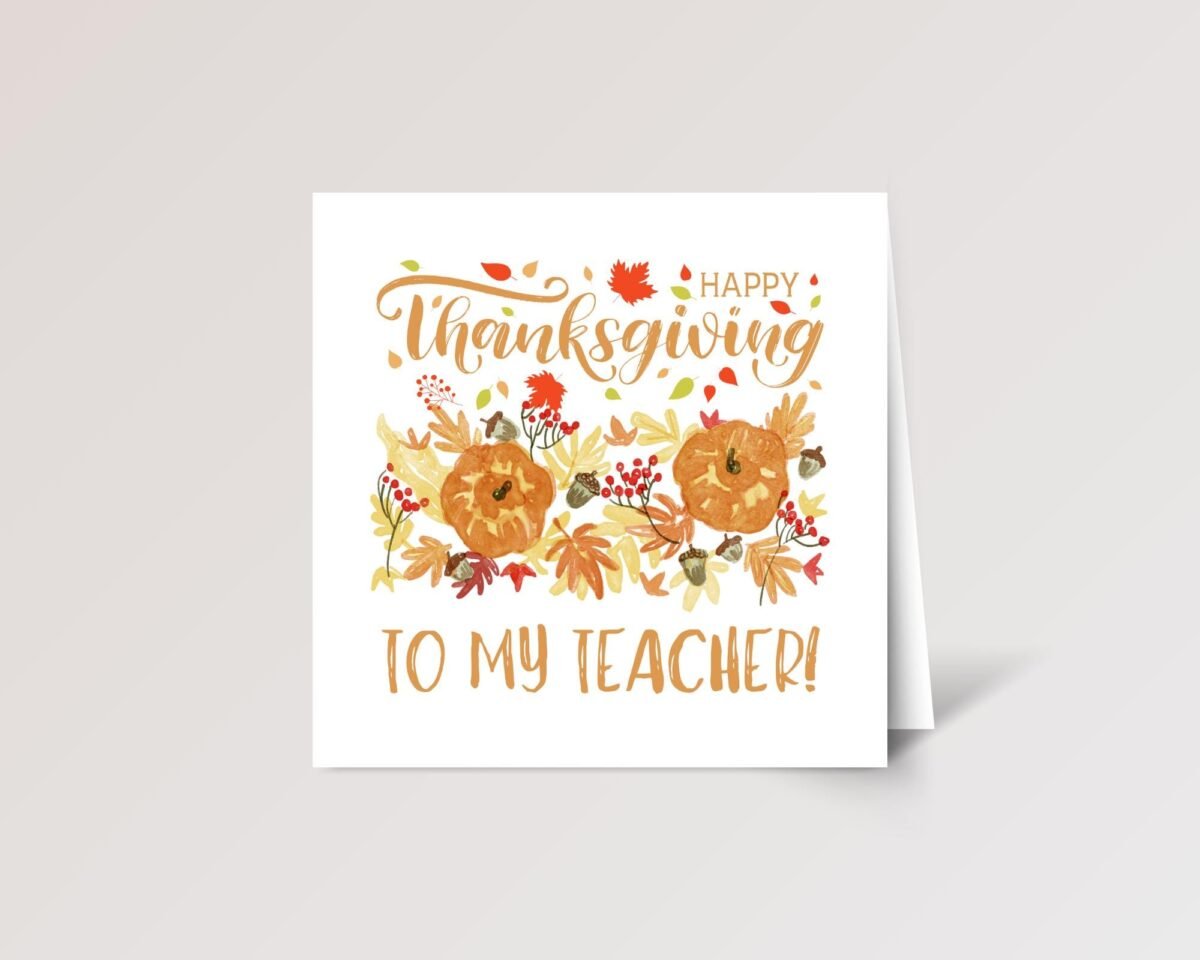 Personalized Thanksgiving Card for Teacher