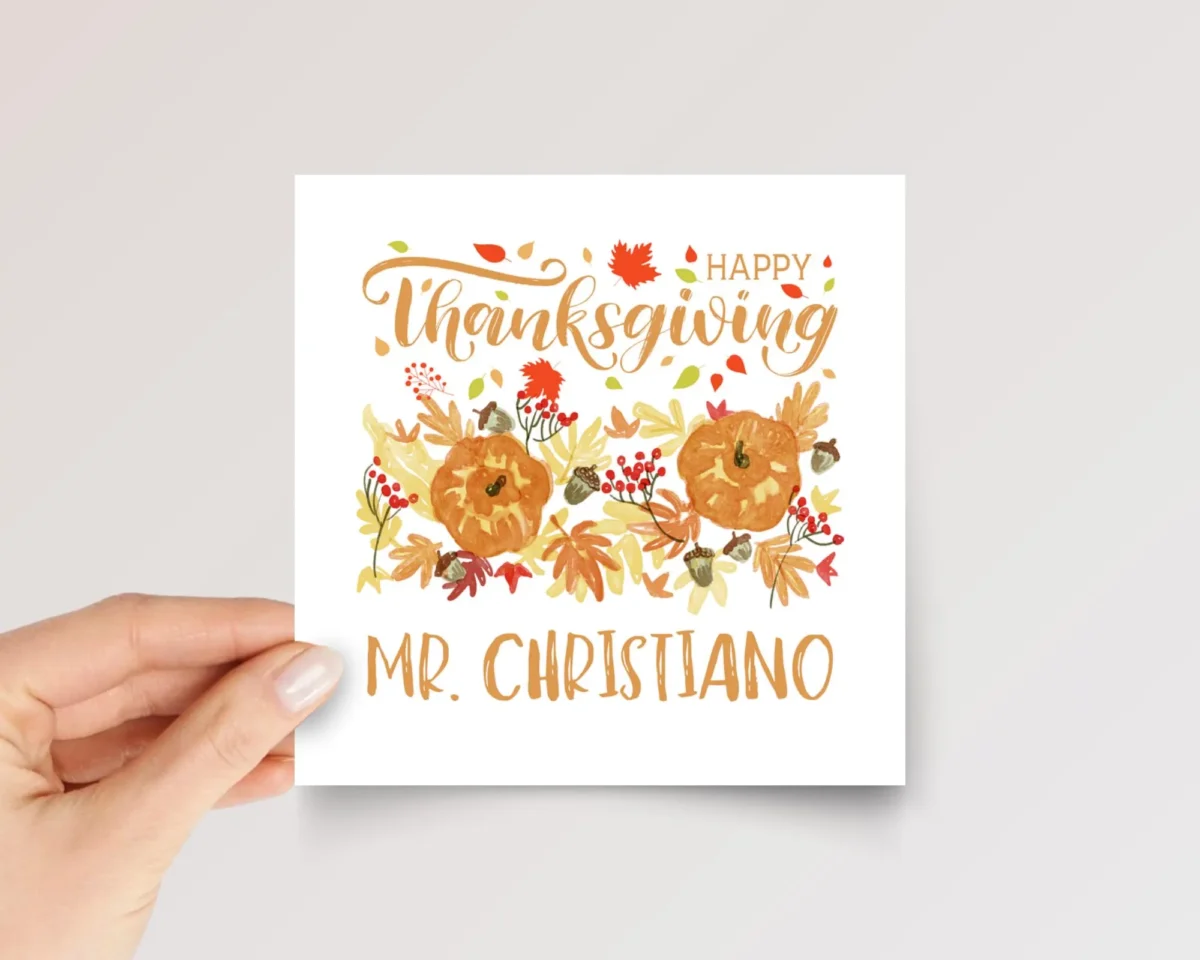 Personalized Thanksgiving Card for Teacher - Image 1 Personalized Thanksgiving Card for Teacher