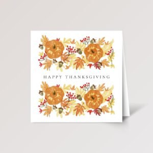Thanksgiving Card with Leaves and Pumpkins - Image 1 Thanksgiving Card with Leaves and Pumpkins