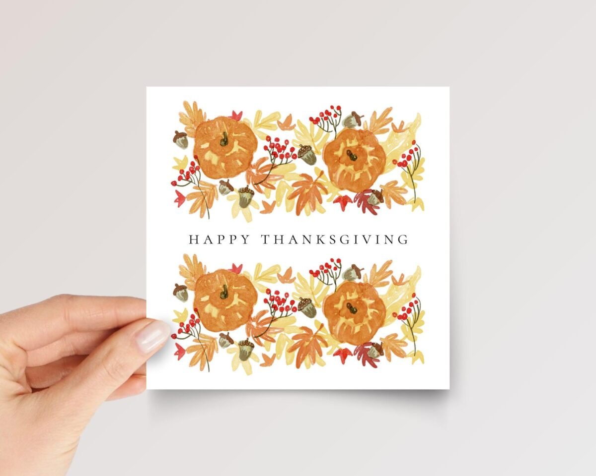 Thanksgiving Card with Leaves and Pumpkins - Image 4 Thanksgiving Card with Leaves and Pumpkins