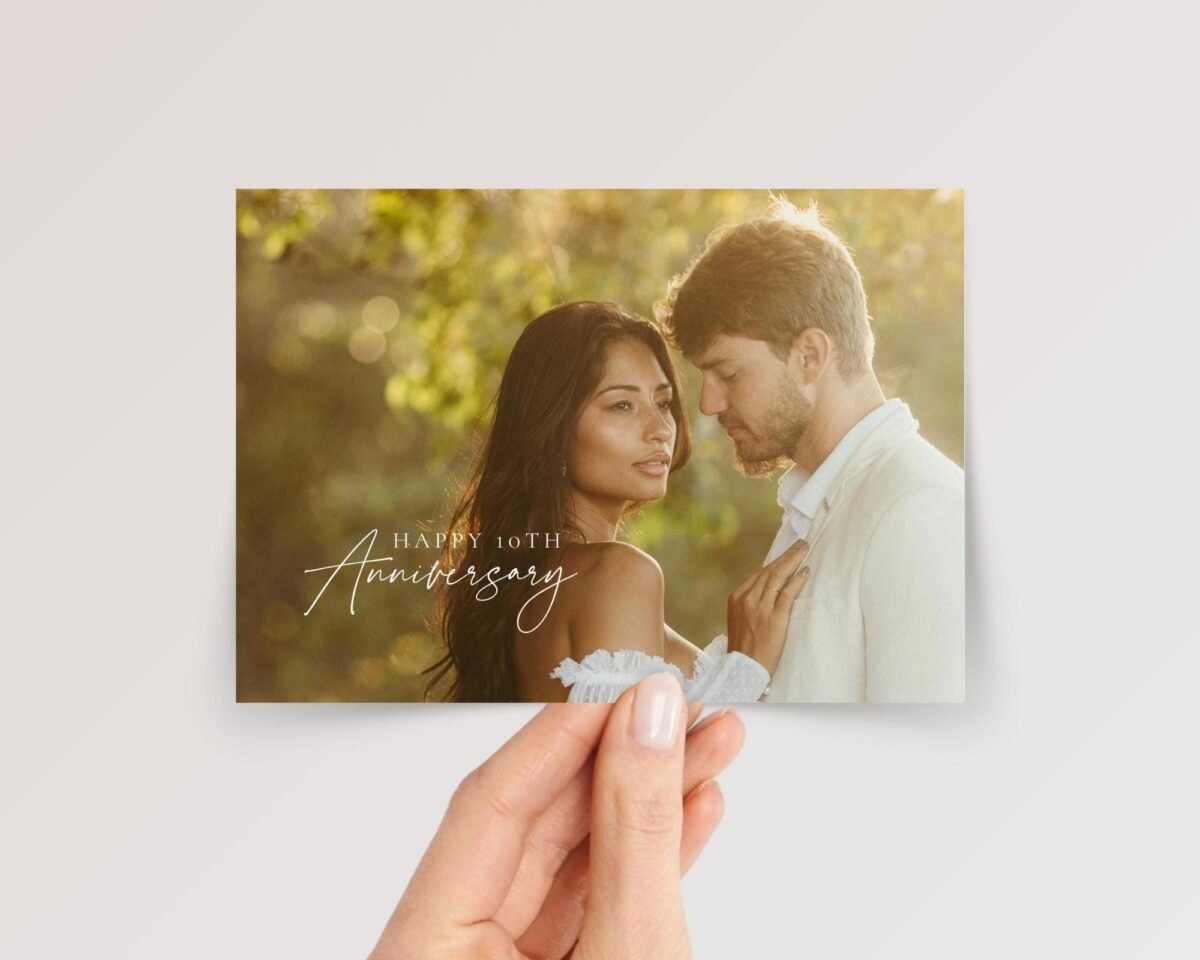 Custom Wedding Anniversary Card for Couple with Photo and Year