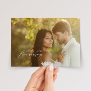 Custom Wedding Anniversary Card for Couple with Photo and Year