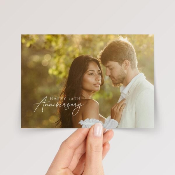 Custom Wedding Anniversary Card for Couple with Photo and Year