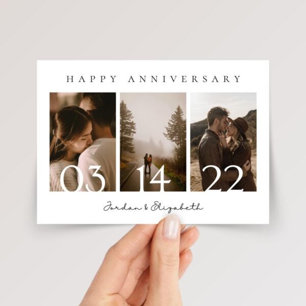 Custom Wedding Anniversary Card For Couple with Photo Collage - Image 1 Custom Wedding Anniversary Card For Couple with Photo Collage