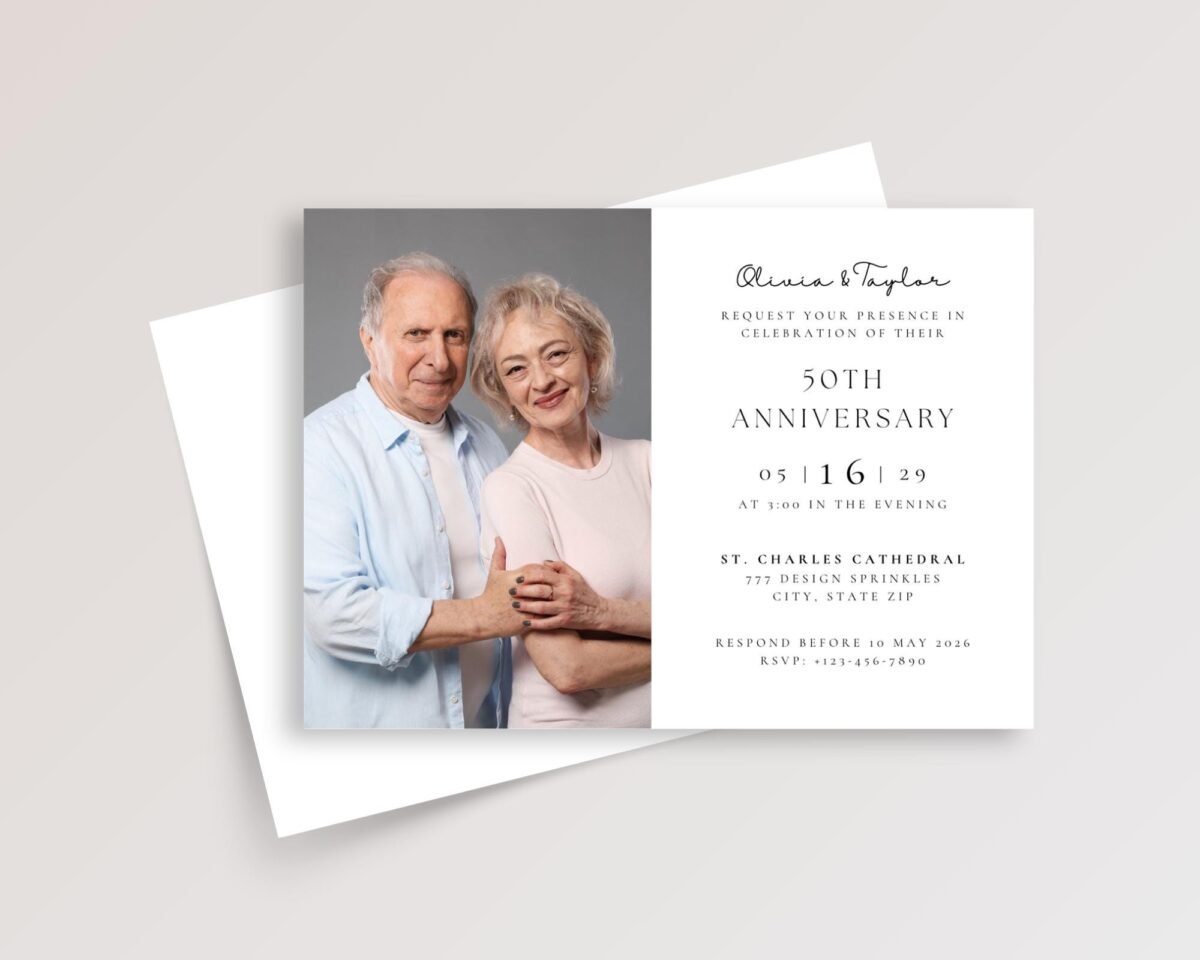 Custom Folded Anniversary Invitations for Couple