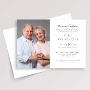 Custom Folded Anniversary Invitations for Couple