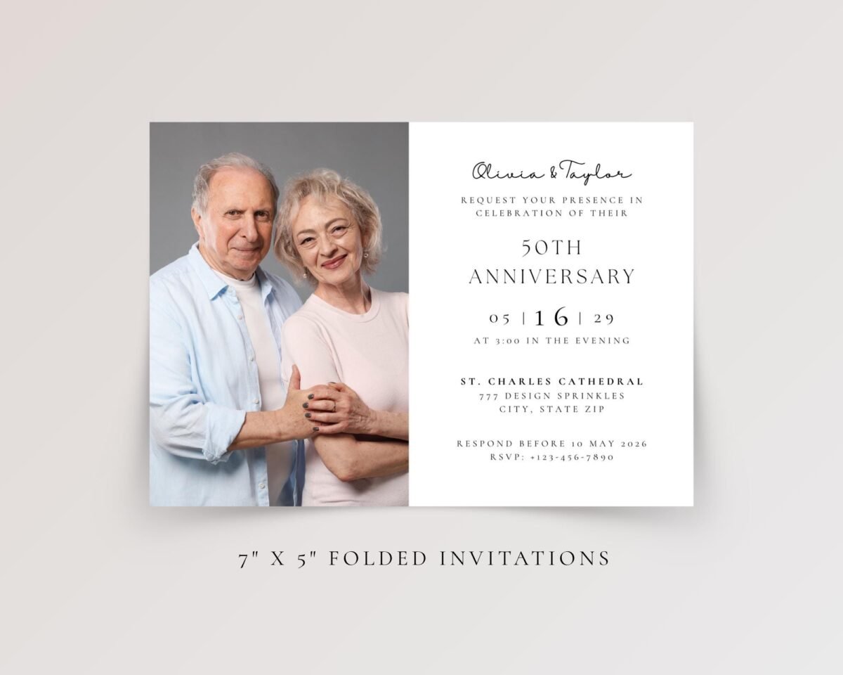 Custom Folded Anniversary Invitations for Couple