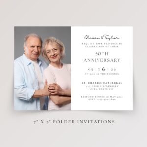 Custom Folded Anniversary Invitations for Couple