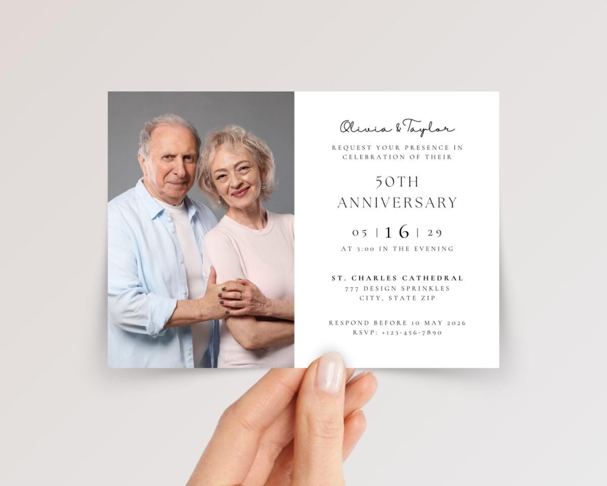 Custom Folded Anniversary Invitations for Couple