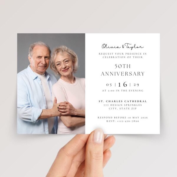 Custom Folded Anniversary Invitations for Couple