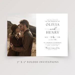 Folded Wedding Invitations with Photo and Envelope