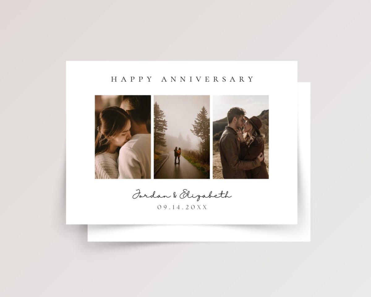 Custom Anniversary Card for Couple with Photo Collage