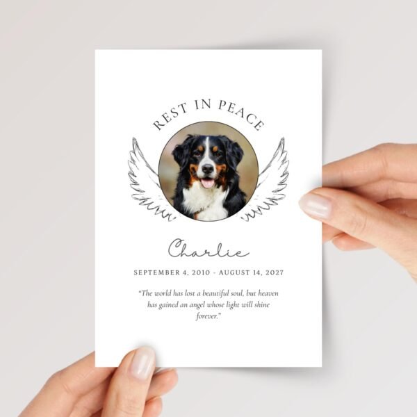 Pet Photo Card With Wings for Funeral/Pet Loss, Grieving
