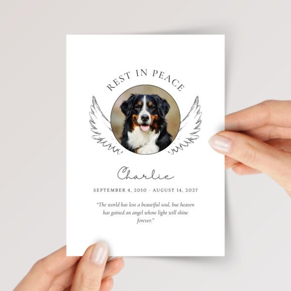 Pet Photo Card With Wings for Funeral/Pet Loss, Grieving