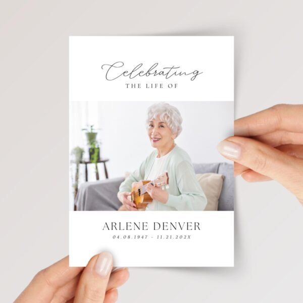 Custom Funeral Card with Photo for Celebration of Life