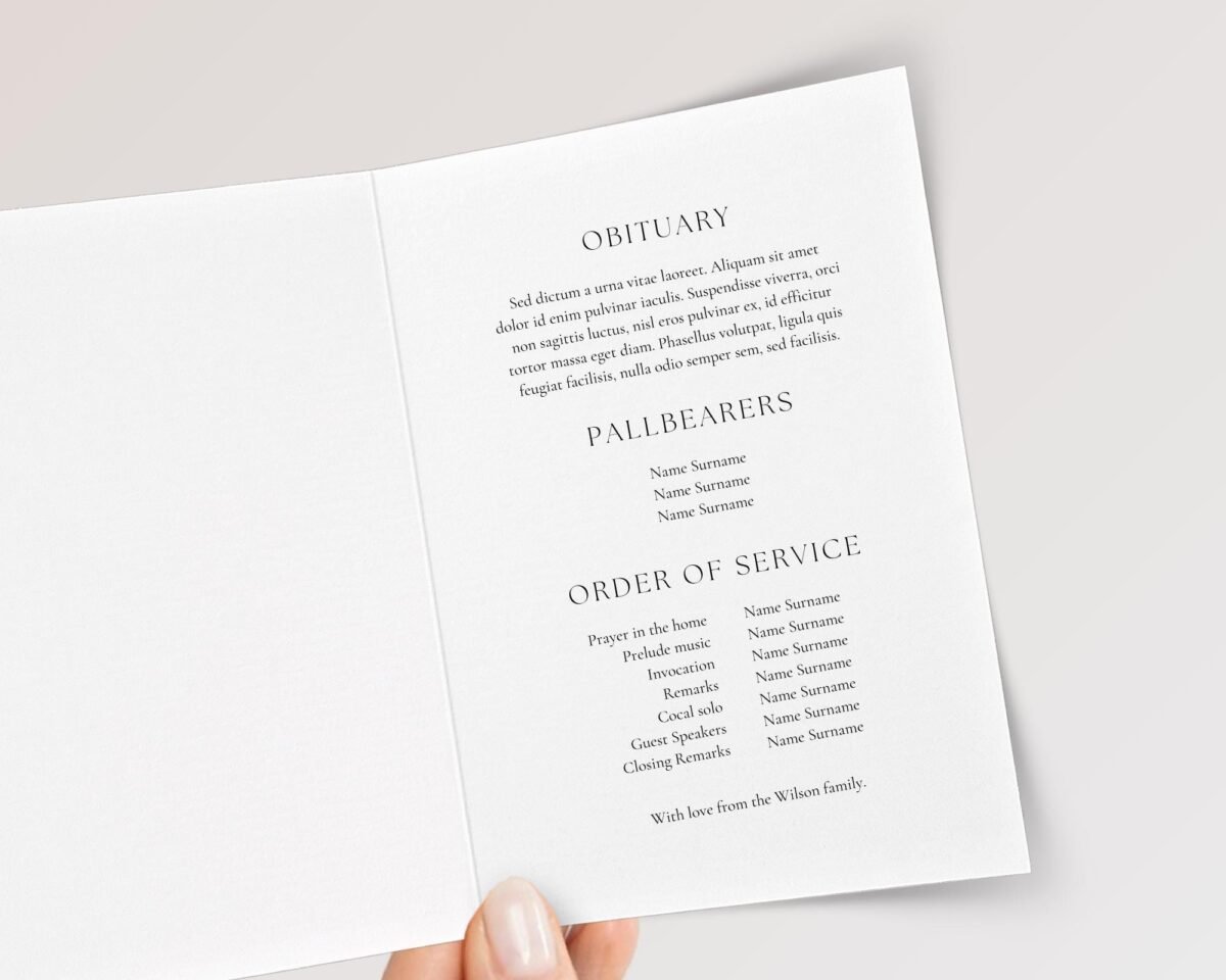 Funeral Card for Celebration of Life with Pink Flowers