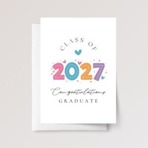 2027 Graduation Card for Kids with Hearts and Confetti