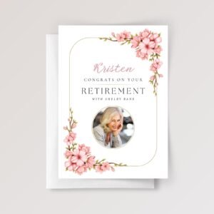 Photo Retirement Card for Wife, Mom, Colleague/Boss with Pink Flowers - Image 4 Photo Retirement Card for Wife, Mom, Colleague/Boss with Pink Flowers