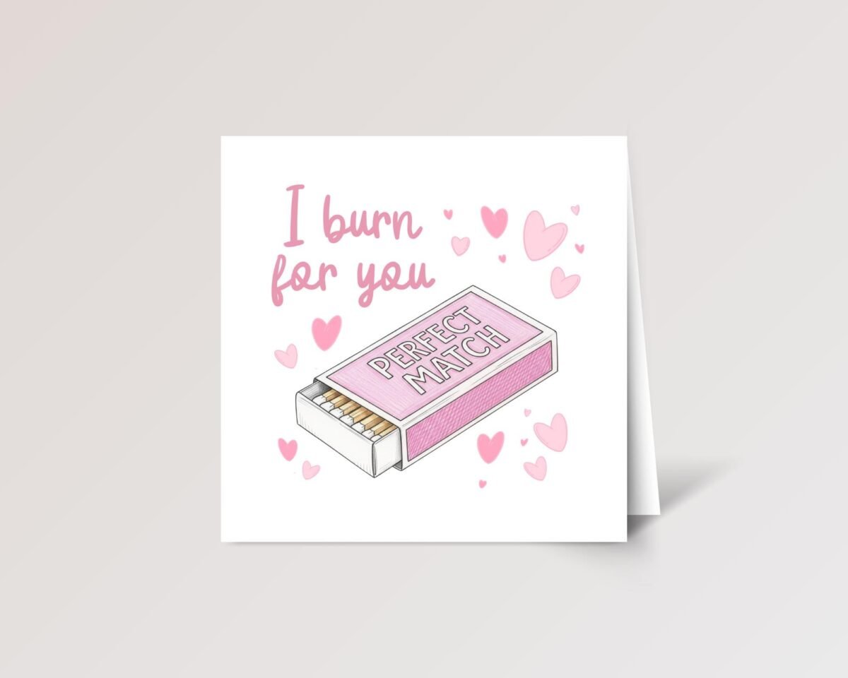 Personalized Anniversary Card for Husband/Wife with Pink Matchbox