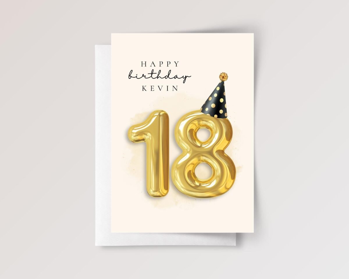 Personalized 18th Birthday Card for Teen Daughter/Son with Rose Gold Balloons