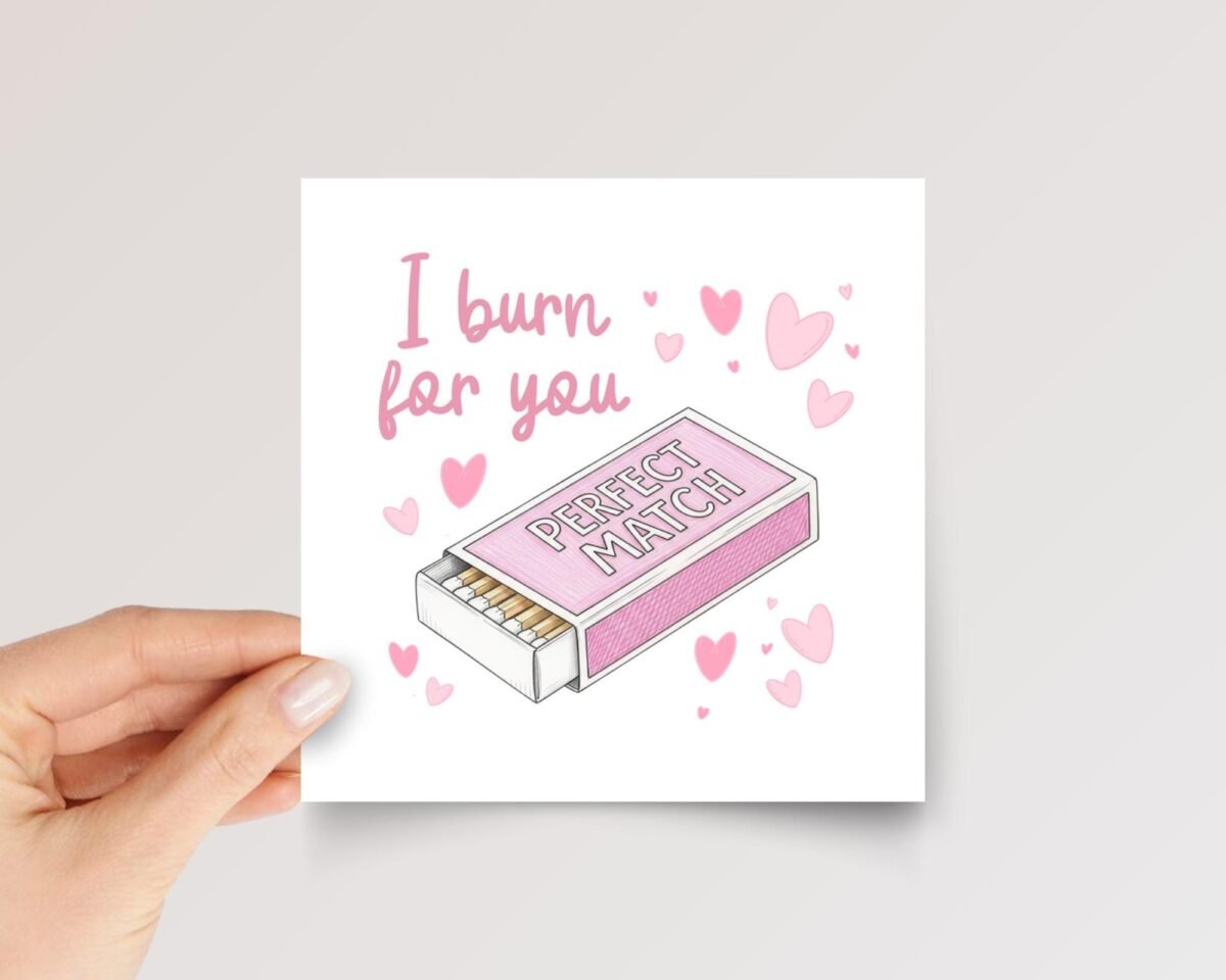 Personalized Anniversary Card for Husband/Wife with Pink Matchbox