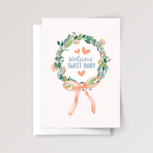 Baby Shower Card with Floral Wreath Baby Shower Card with Floral Wreath