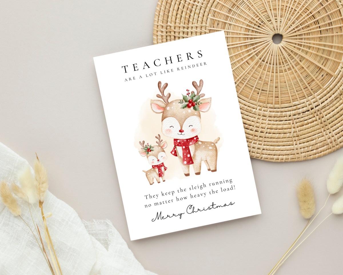 Christmas Card for Teacher with Reindeer