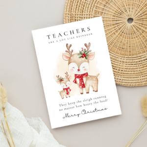 Christmas Card for Teacher with Reindeer