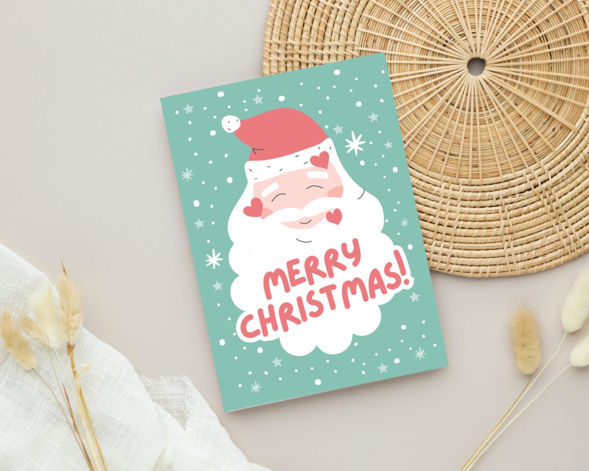 Kids Christmas Card with Jolly Santa Kids Christmas Card with Jolly Santa