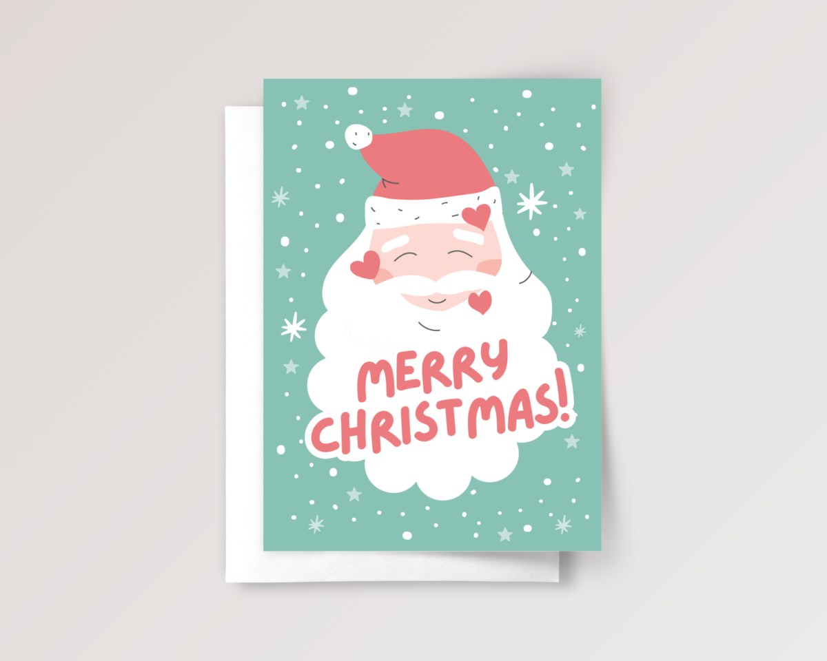 Kids Christmas Card with Jolly Santa Kids Christmas Card with Jolly Santa
