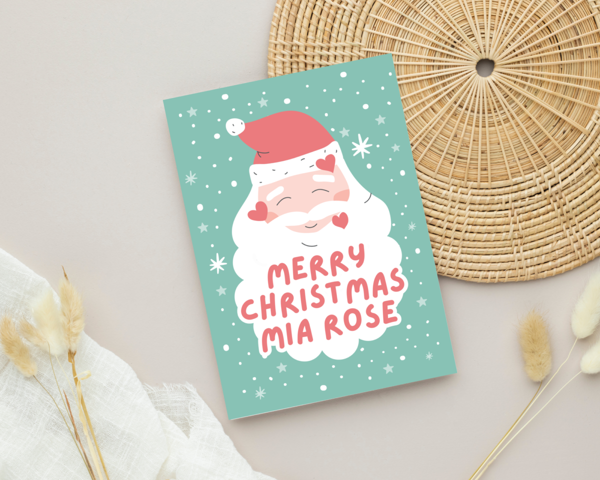 Personalized Kids Christmas Card with Jolly Santa