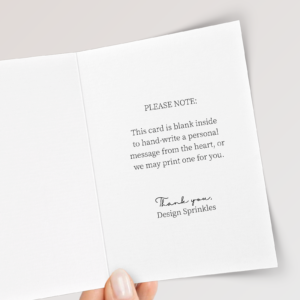 Inside of Personalized A7 Card