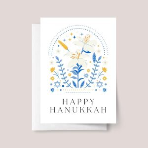 Personalized Hanukkah Card Pack, 5 x 7 Floral Greeting Cards and Envelopes