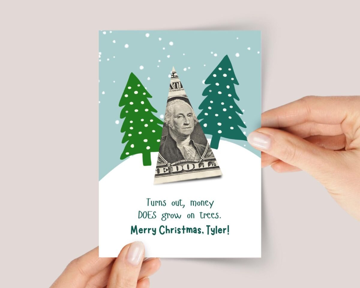 Personalized Christmas Money Card for Kids and Teens - Fold Your Own Dollar