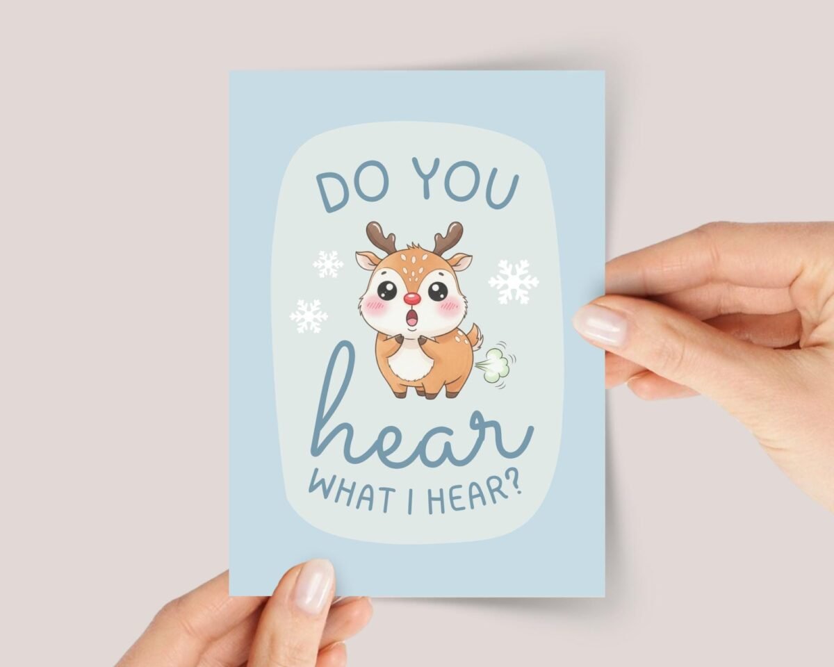 Farting Reindeer Christmas Card Pack, 5 x 7 Funny Holiday Greeting Cards and Envelopes