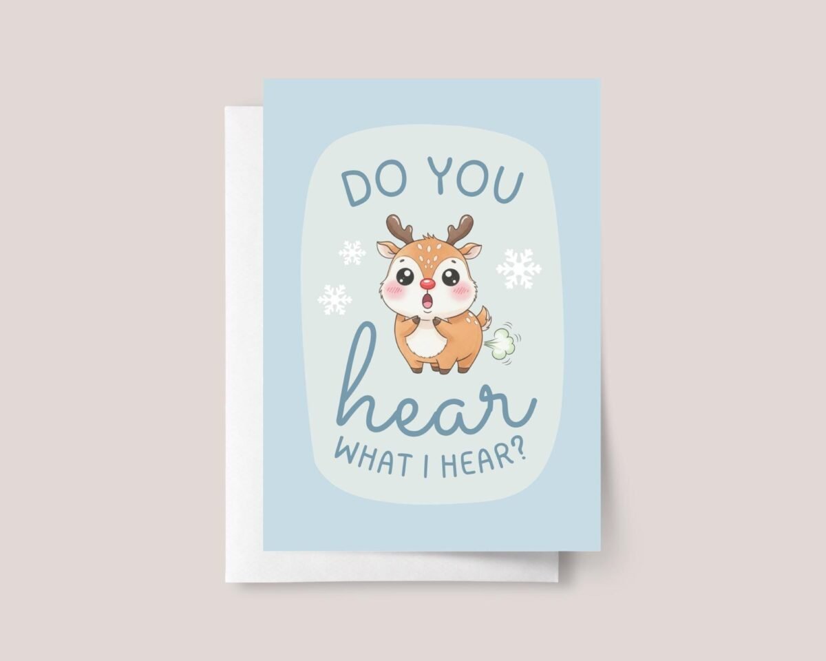 Farting Reindeer Christmas Card Pack, 5 x 7 Funny Holiday Greeting Cards and Envelopes