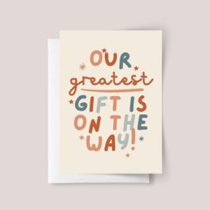 Christmas Pregnancy Announcement Card, 5 x 7 Greeting Card and Envelope | Our Greatest Gift