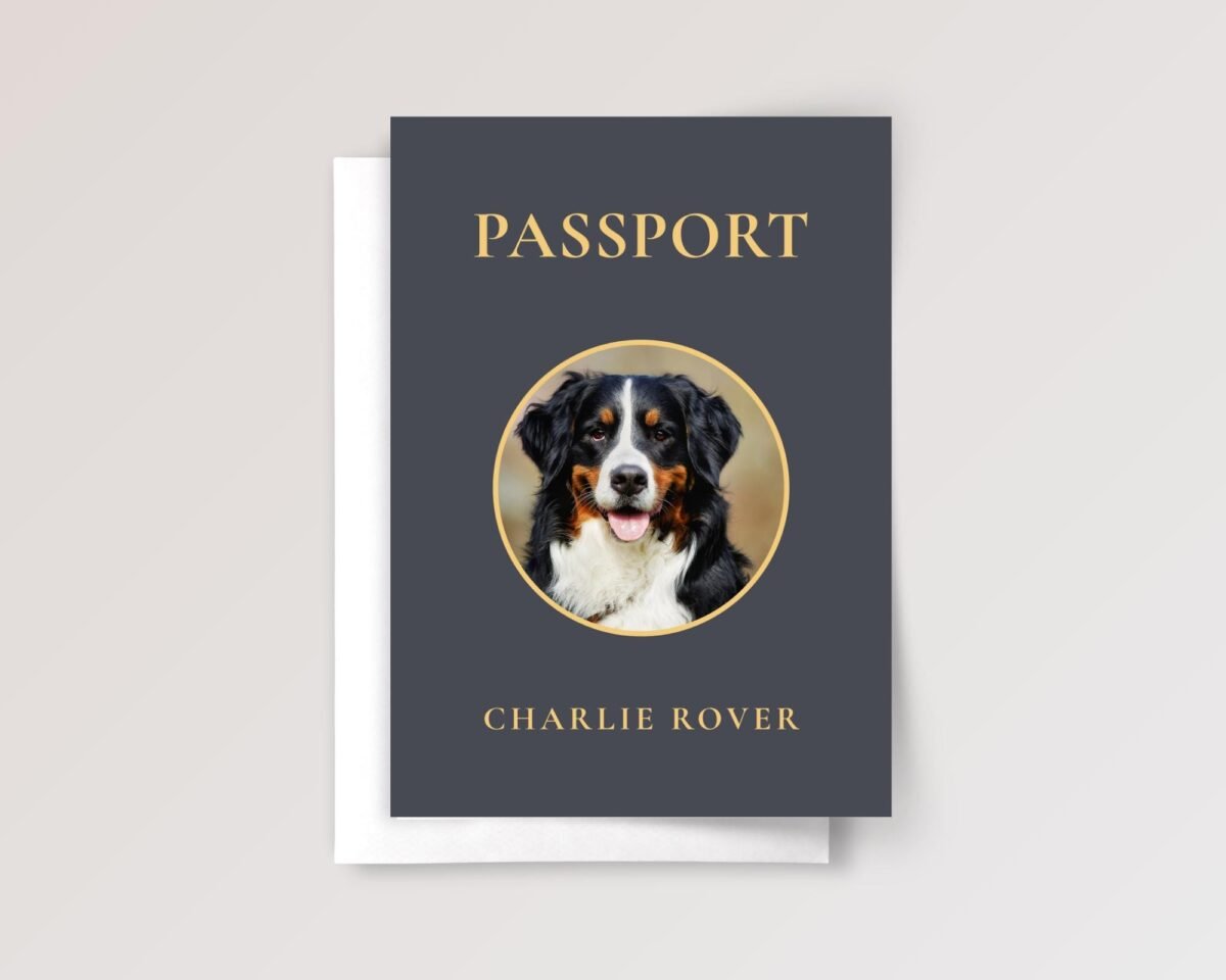 Pet Adoption Passport Card with Photo and Envelope, 5 x 7 inches