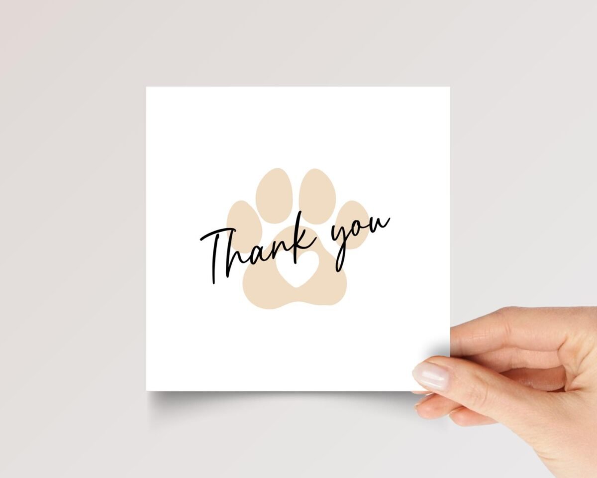 Thank You Card for Dog Sitter or Pet Groomer, 5 1/4" Greeting Card with Paw Print