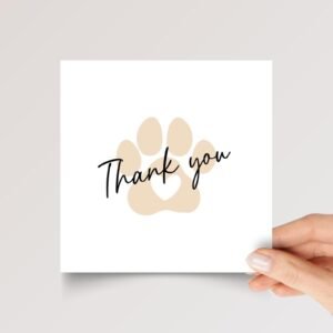 Thank You Card for Dog Sitter or Pet Groomer, 5 1/4" Greeting Card with Paw Print