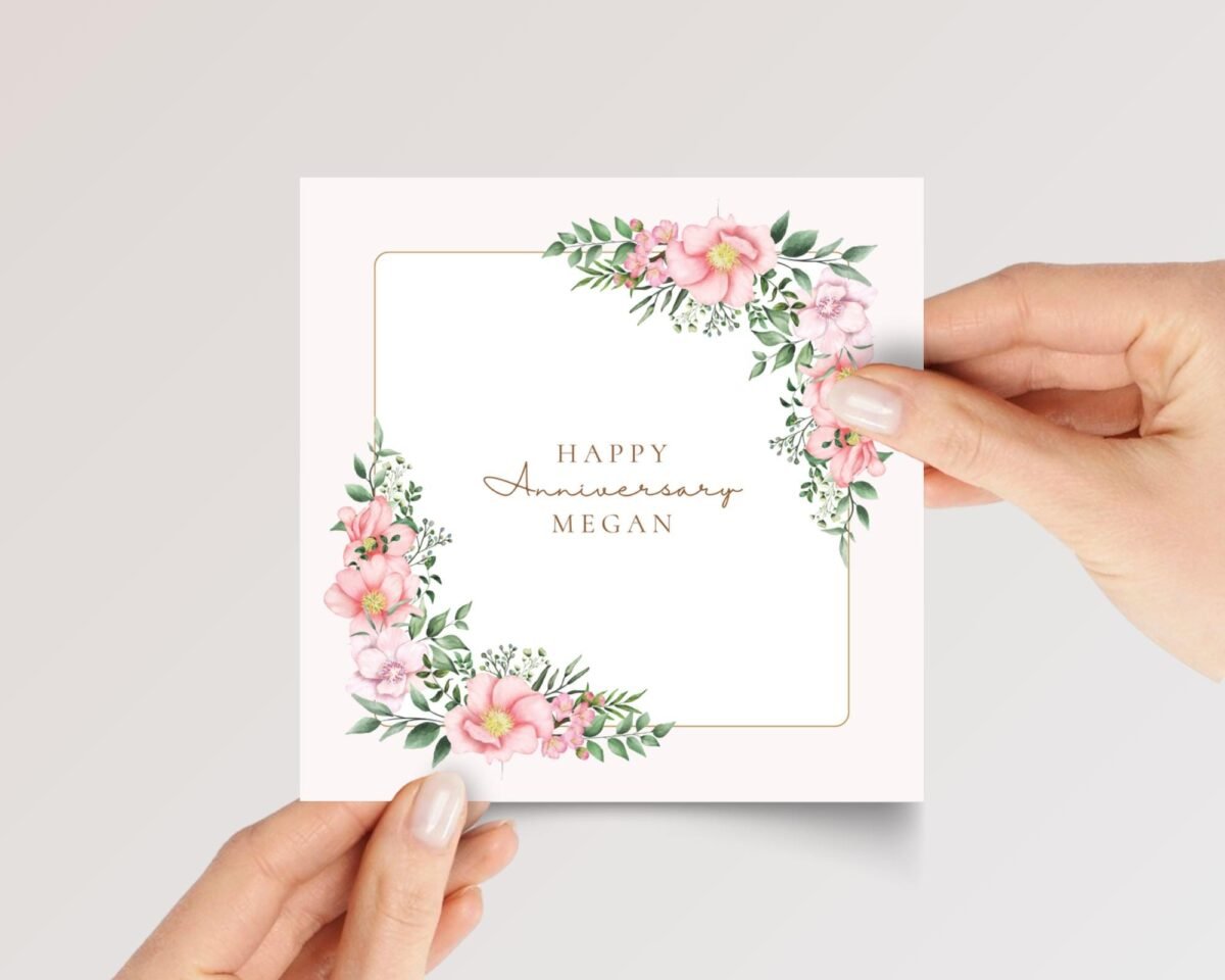Anniversary Card for Wife, 5 1/4" Floral Greeting with Envelope