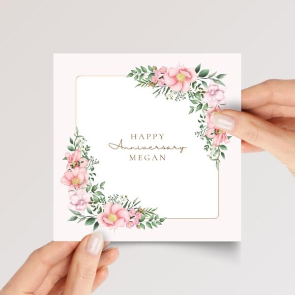 Anniversary Card for Wife, 5 1/4" Floral Greeting with Envelope