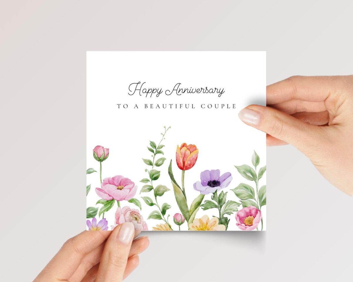 Anniversary Card for Couple, Son/Daughter in Law, Floral Greeting with Envelope