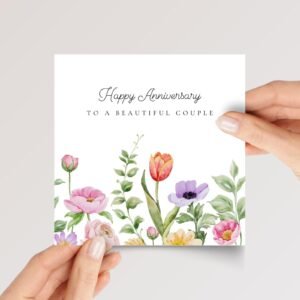 Anniversary Card for Couple, Son/Daughter in Law, Floral Greeting with Envelope