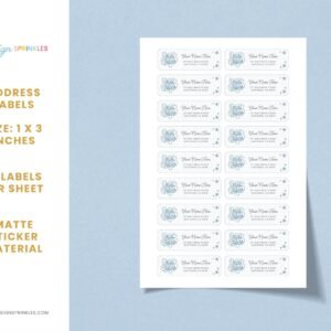 Return Address Labels with Blue Happy Holidays Design, 18 Labels Per Sheet, 1 x 3 Inches