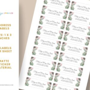 Christmas Return Address Labels with Pinecones, Includes 18 Labels/Sticker Sheet, 1 x 3 inches