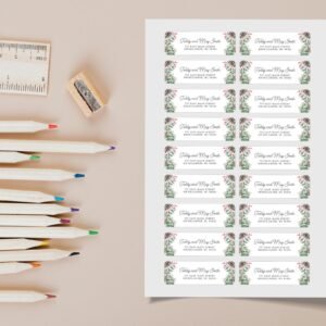 Christmas Return Address Labels with Pinecones, Includes 18 Labels/Sticker Sheet, 1 x 3 inches