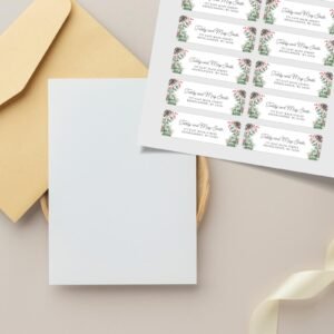 Christmas Return Address Labels with Pinecones, Includes 18 Labels/Sticker Sheet, 1 x 3 inches